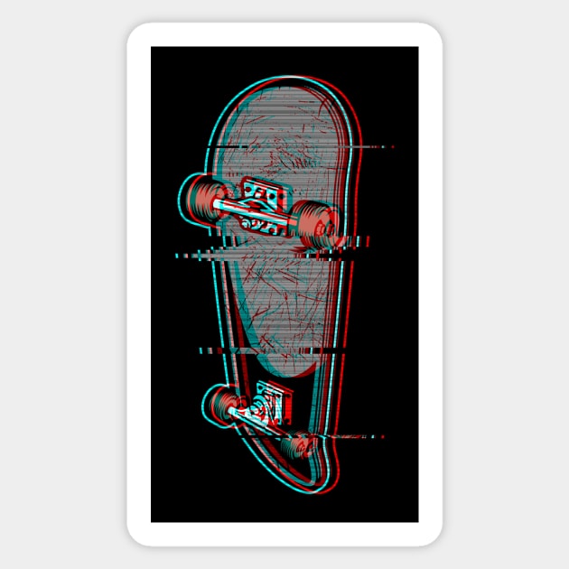 Glitched Skateboard Glitch Aesthetic Design Sticker by fizzyllama